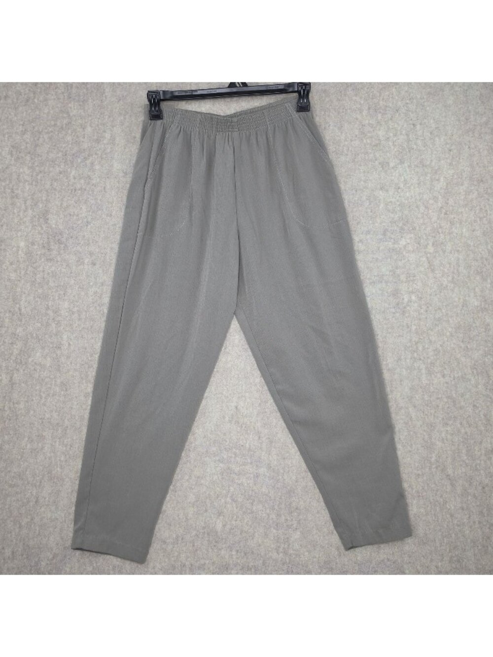 Season Ticket Womens Trousers Gray Size 14 Short Elastic Waist Polyester/Rayon